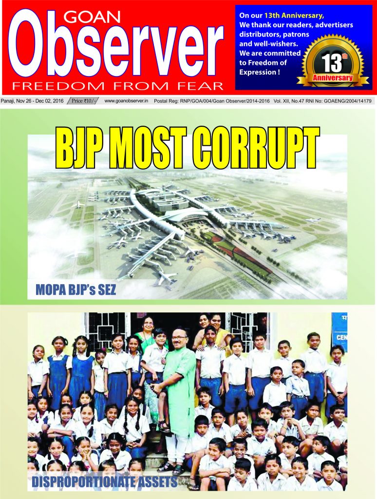 Goan Observer Weekly 26 Nov - 2 Dec 2016